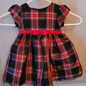 Carters Red & Black Plaid Holiday Dress Size 9 Months